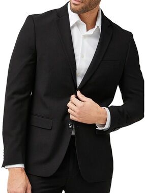 NEW Soul of London Textured Notch Lapel Double Button Blazer Size 48R in Black